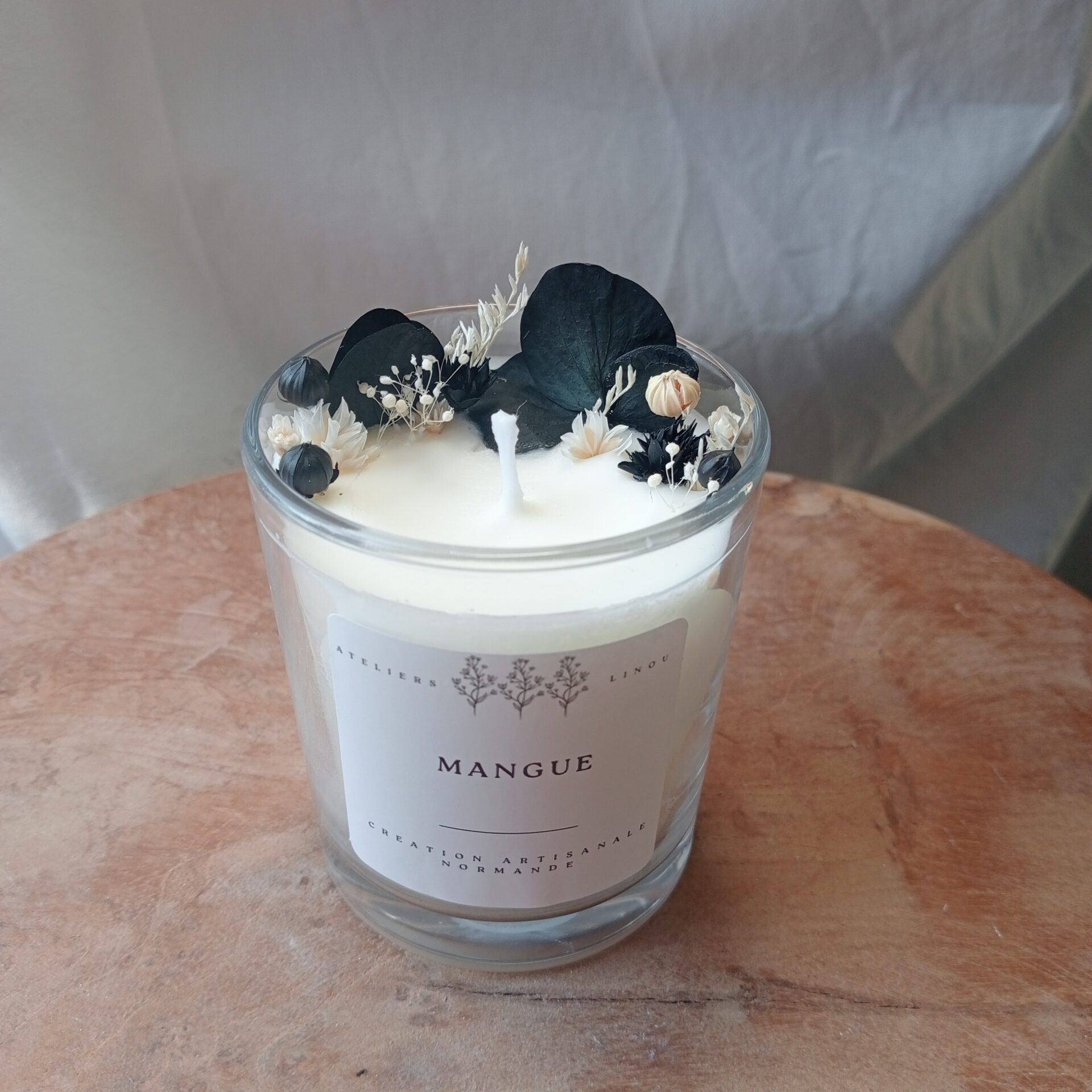Bougie fleurie parfum Mangue